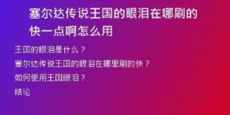 塞爾達(dá)傳說(shuō)王國(guó)的眼淚在哪刷的快一點(diǎn)啊怎么用