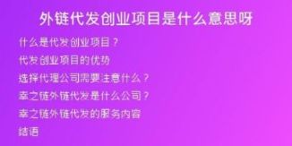 外鏈代發(fā)創(chuàng)業(yè)項目是什么意思呀