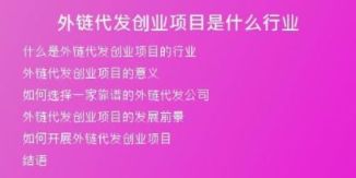 外鏈代發(fā)創(chuàng)業(yè)項目是什么行業(yè)