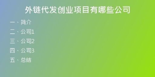 外鏈代發(fā)創(chuàng)業(yè)項目有哪些公司