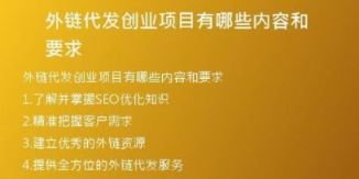 外鏈代發(fā)創(chuàng)業(yè)項目有哪些內(nèi)容和要求