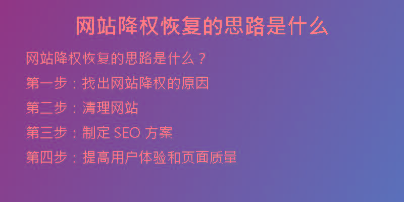 網(wǎng)站降權(quán)恢復的思路是什么