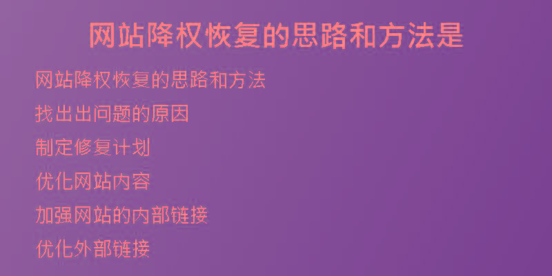 網(wǎng)站降權(quán)恢復的思路和方法是