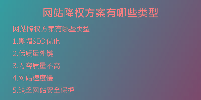 網(wǎng)站降權方案有哪些類型