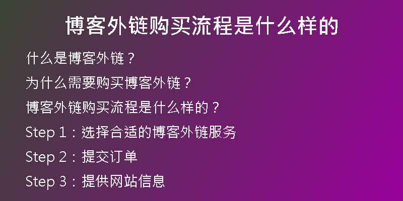 博客外鏈購(gòu)買流程是什么樣的