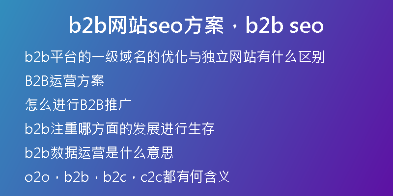 b2b網(wǎng)站seo方案，b2b seo