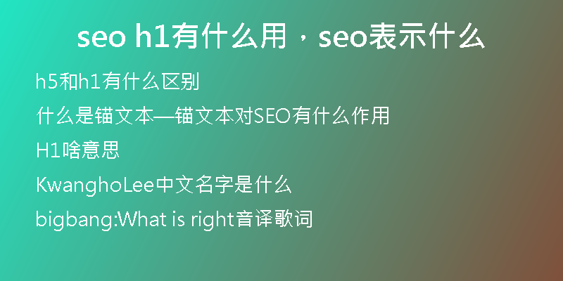 seo h1有什么用，seo表示什么