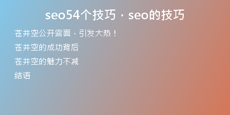 seo54個技巧，seo的技巧
