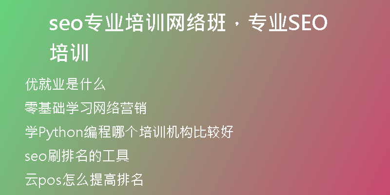 seo專業(yè)培訓網絡班，專業(yè)SEO培訓