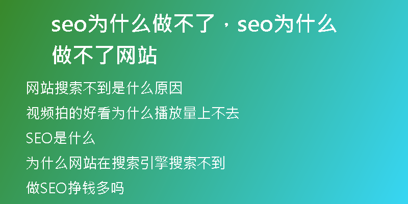seo為什么做不了，seo為什么做不了網(wǎng)站