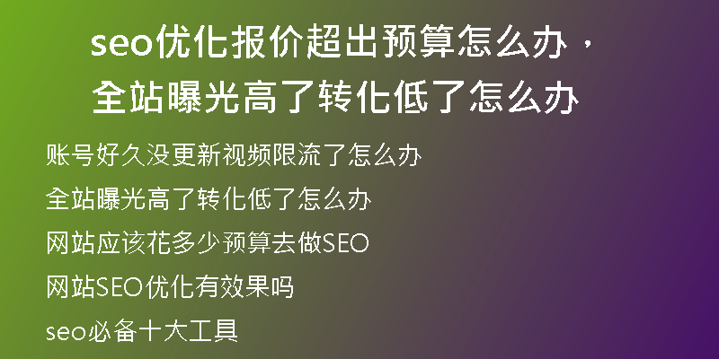 seo優(yōu)化報價超出預(yù)算怎么辦，全站曝光高了轉(zhuǎn)化低了怎么辦