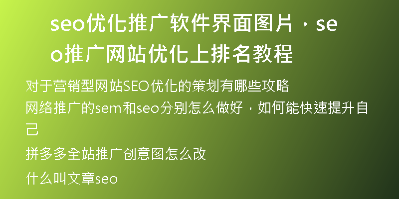 seo優(yōu)化推廣軟件界面圖片，seo推廣網(wǎng)站優(yōu)化上排名教程