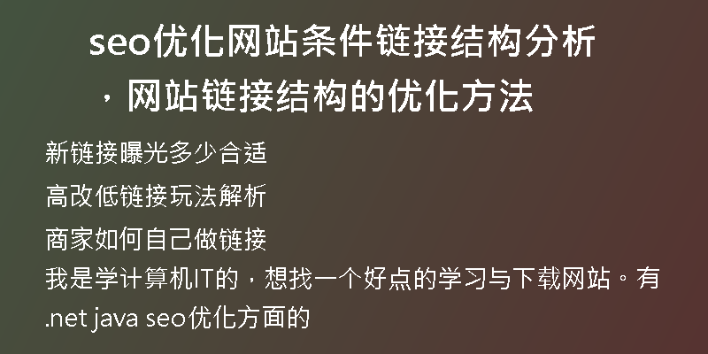seo優(yōu)化網站條件鏈接結構分析，網站鏈接結構的優(yōu)化方法