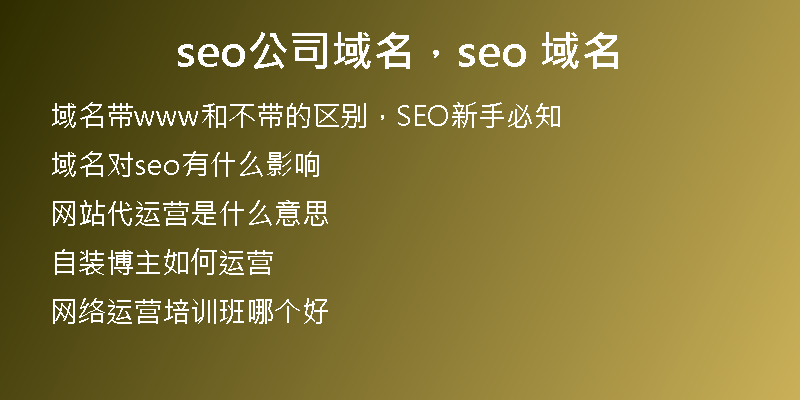 seo公司域名，seo 域名