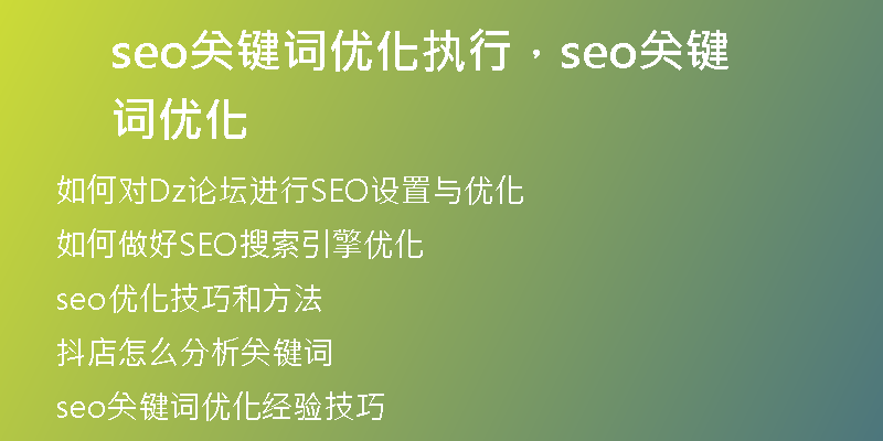 seo關(guān)鍵詞優(yōu)化執(zhí)行，seo關(guān)鍵詞優(yōu)化