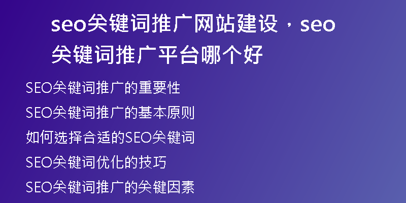 seo關(guān)鍵詞推廣網(wǎng)站建設(shè)，seo關(guān)鍵詞推廣平臺哪個好