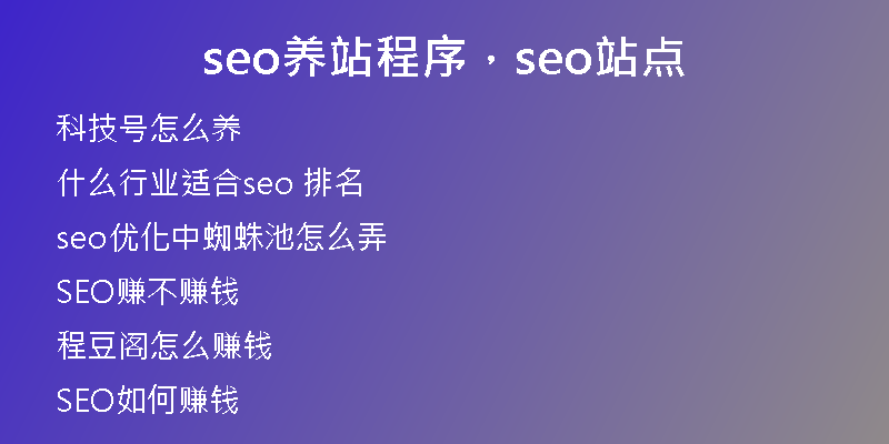 seo養(yǎng)站程序，seo站點
