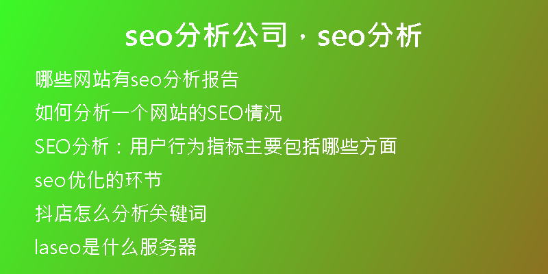 seo分析公司，seo分析