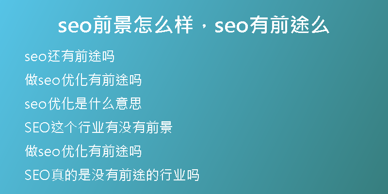 seo前景怎么樣，seo有前途么