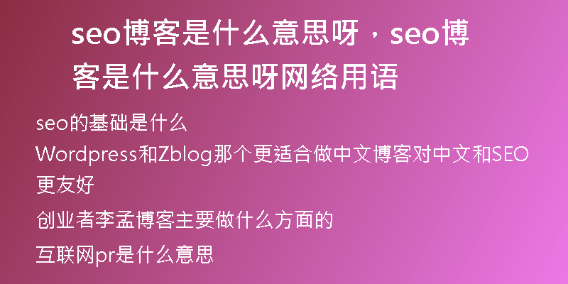 seo博客是什么意思呀，seo博客是什么意思呀網(wǎng)絡(luò)用語