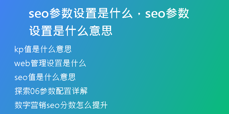 seo參數(shù)設(shè)置是什么，seo參數(shù)設(shè)置是什么意思