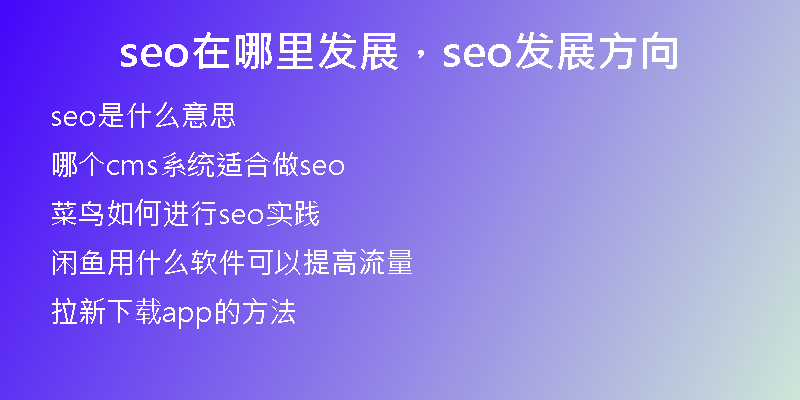 seo在哪里發(fā)展，seo發(fā)展方向