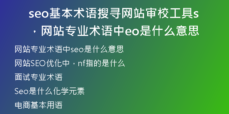 seo基本術(shù)語搜尋網(wǎng)站審校工具，網(wǎng)站專業(yè)術(shù)語中seo是什么意思