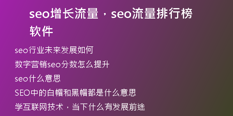 seo增長流量，seo流量排行榜軟件