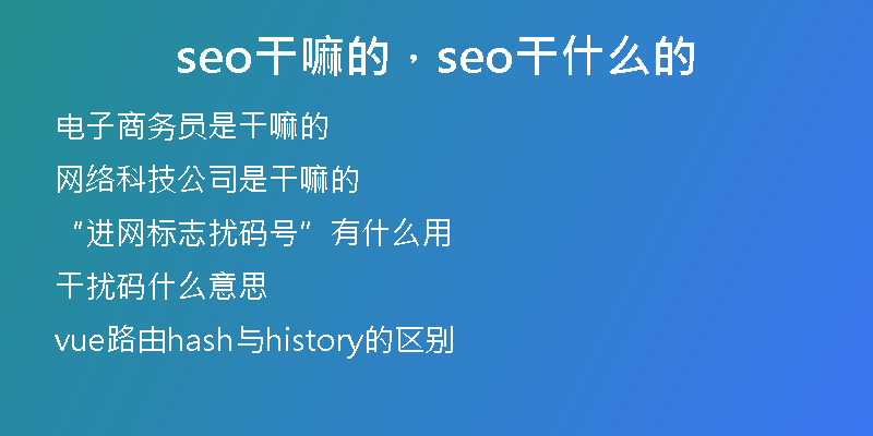 seo干嘛的，seo干什么的