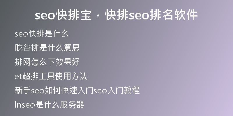 seo快排寶，快排seo排名軟件