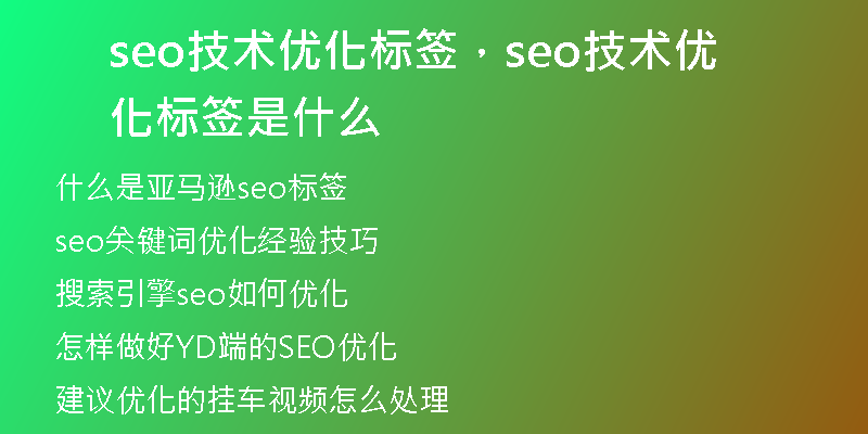 seo技術(shù)優(yōu)化標(biāo)簽，seo技術(shù)優(yōu)化標(biāo)簽是什么