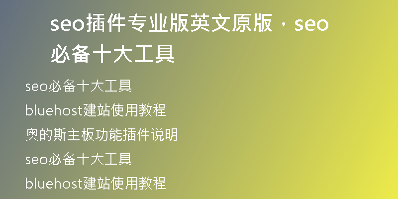 seo插件專業(yè)版英文原版，seo必備十大工具