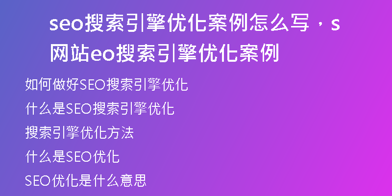 seo搜索引擎優(yōu)化案例怎么寫，網(wǎng)站seo搜索引擎優(yōu)化案例