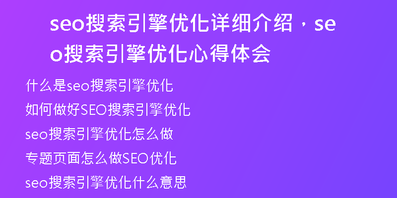 seo搜索引擎優(yōu)化詳細(xì)介紹，seo搜索引擎優(yōu)化心得體會
