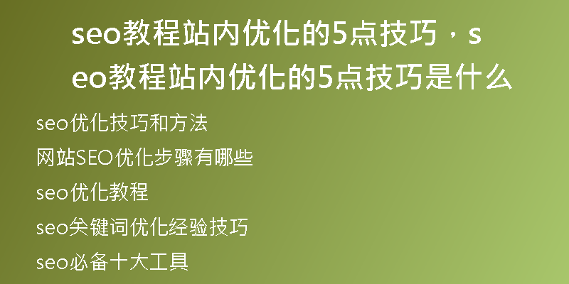 seo教程站內(nèi)優(yōu)化的5點技巧，seo教程站內(nèi)優(yōu)化的5點技巧是什么