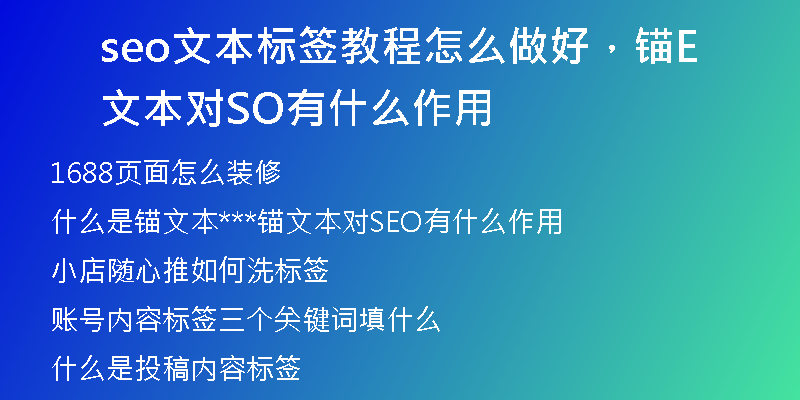 seo文本標(biāo)簽教程怎么做好，錨文本對(duì)SEO有什么作用