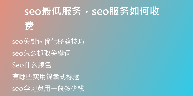 seo最低服務(wù)，seo服務(wù)如何收費