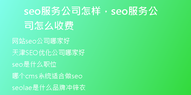 seo服務(wù)公司怎樣，seo服務(wù)公司怎么收費(fèi)