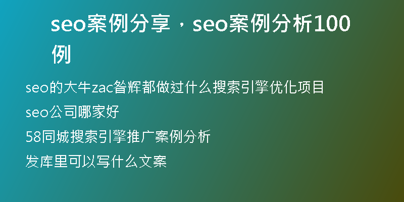 seo案例分享，seo案例分析100例