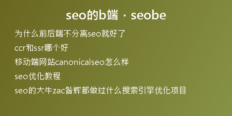 seo的b端，seobe