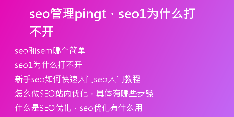 seo管理pingt，seo1為什么打不開