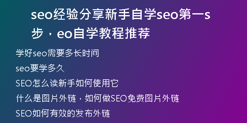 seo經(jīng)驗(yàn)分享新手自學(xué)seo第一步，seo自學(xué)教程推薦