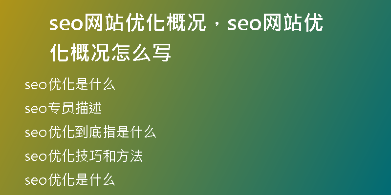 seo網(wǎng)站優(yōu)化概況，seo網(wǎng)站優(yōu)化概況怎么寫(xiě)