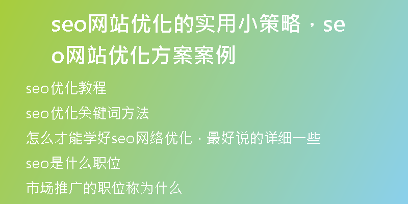 seo網(wǎng)站優(yōu)化的實(shí)用小策略，seo網(wǎng)站優(yōu)化方案案例