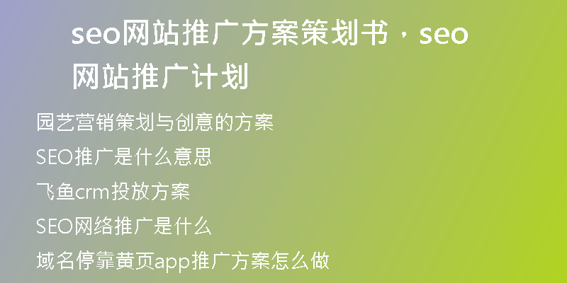 seo網(wǎng)站推廣方案策劃書，seo網(wǎng)站推廣計劃