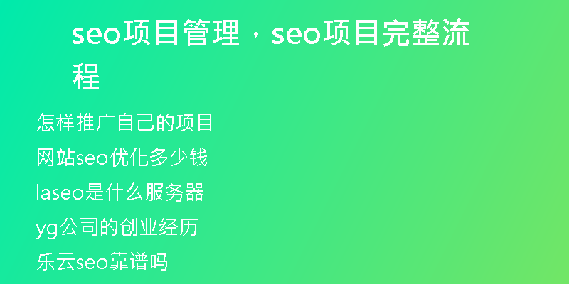 seo項(xiàng)目管理，seo項(xiàng)目完整流程
