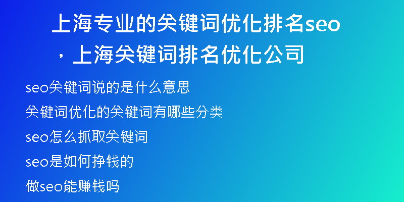 上海專業(yè)的關(guān)鍵詞優(yōu)化排名seo，上海關(guān)鍵詞排名優(yōu)化公司