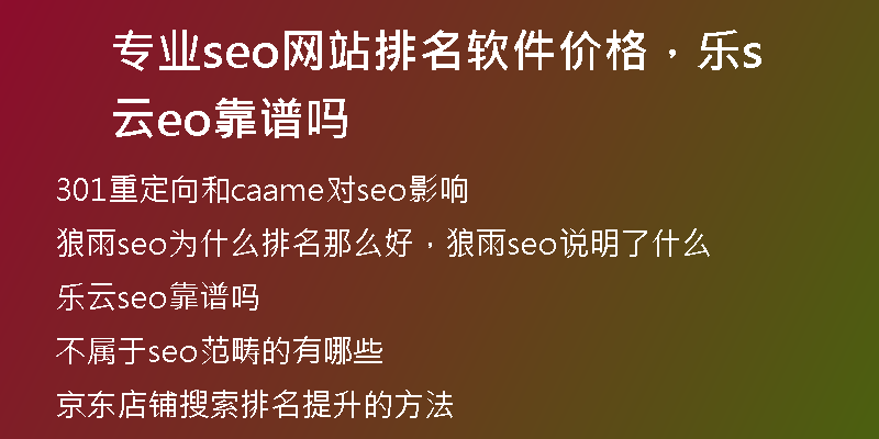專業(yè)seo網(wǎng)站排名軟件價(jià)格，樂云seo靠譜嗎