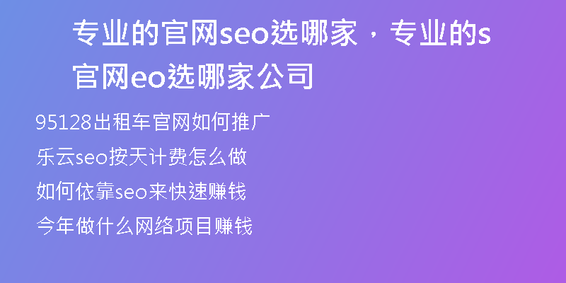 專業(yè)的官網(wǎng)seo選哪家，專業(yè)的官網(wǎng)seo選哪家公司