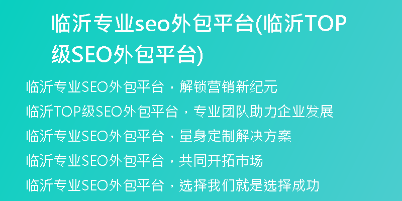 臨沂專業(yè)seo外包平臺(臨沂TOP級SEO外包平臺)